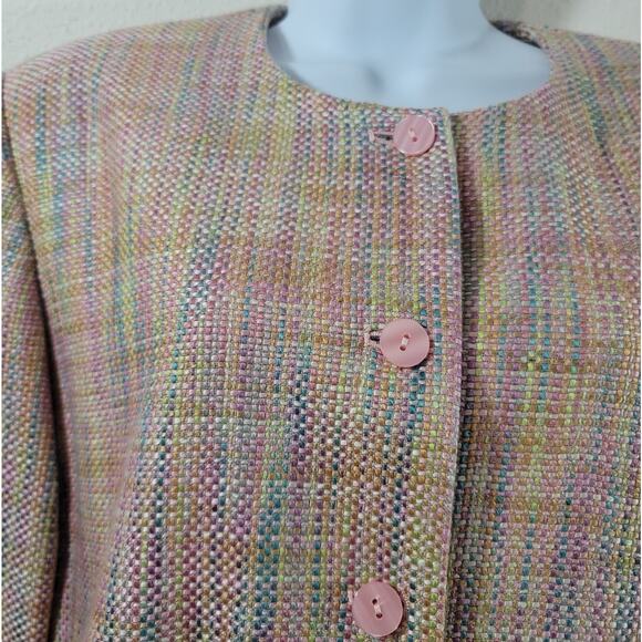 VTG Draper's & Damon's Pink Multi Color Button Blazer 16 Lightweight Lined Soft - Picture 5 of 6